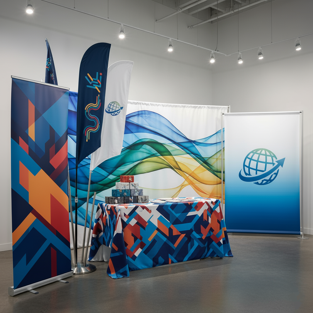 Zdjęcie makiety materiałów marketingowych takich jak banery, obrusy itp.